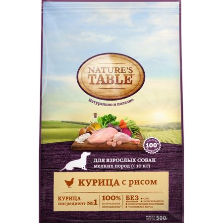 Natures Table полнорационный сухой корм для собак мелких пород с курицей и рисом - 23 кг 1522₽