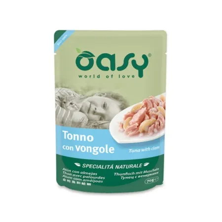 Oasy Wet Cat Specialita Naturali Tuna Clam влажный корм для взрослых кошек, дополнительное питание с ТУНЦОМ и МОЛЛЮСКАМИ, в паучах - 70 г (1 шт)