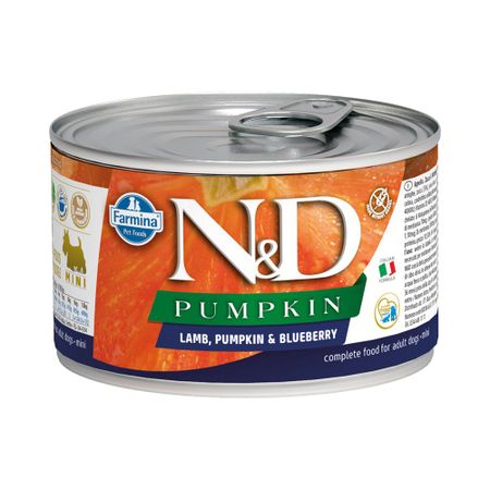 N&D Pumpkin для мелких пород, тыква, ягненок и черника банка