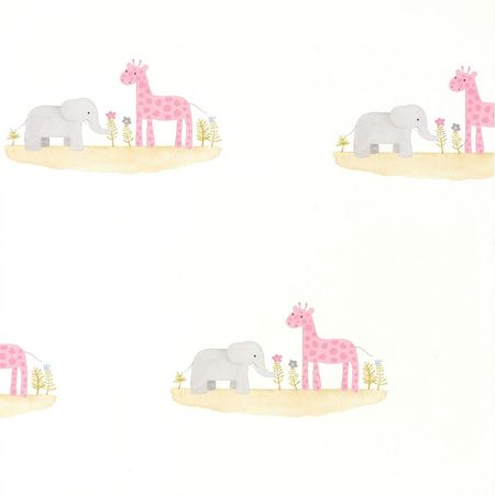 Обои детские Casadeco Rose Nino 85534112 Винил на флизелине 0531005 БелыйБежевыйРозовый Животные 4250₽