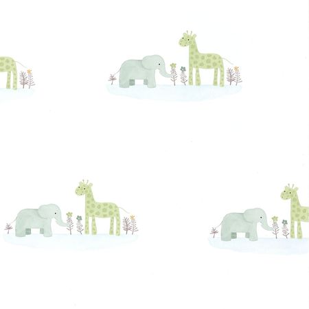 Обои детские Casadeco Rose Nino 85536132 Винил на флизелине 0531005 ГолубойЗеленый Животные 4250₽
