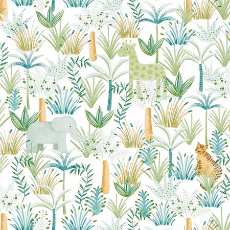 Обои детские Casadeco Rose Nino 85647576 Винил на флизелине 0531005 Зеленый ЖивотныеЛистья 4250₽