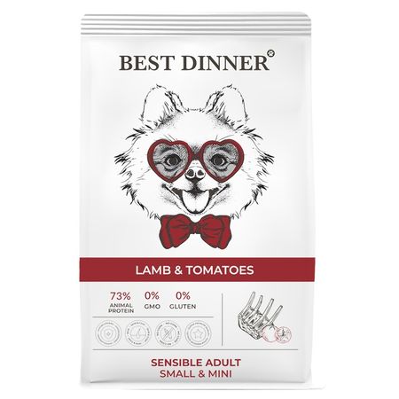 Best Dinner Adult Sensible Mini Lamb amp Tomatoes сухой корм для собак мелких пород склонных к аллергии и проблемам с пищеварением с ЯГНЕНКОМ и томатами 6866₽