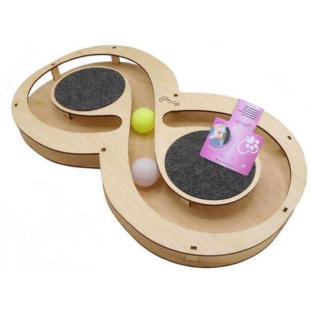 Glory Life игровой комплекс для кошек Восьмерка с шариками и когтеточкой из ковра, 49х27х3,6 см