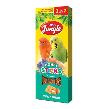 Happy Jungle лакомство для птиц мед и яйцо 3 палочки - 90 г 211₽