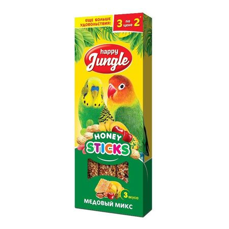 Happy Jungle лакомство для птиц медовый микс 3 палочки - 90 г 186₽