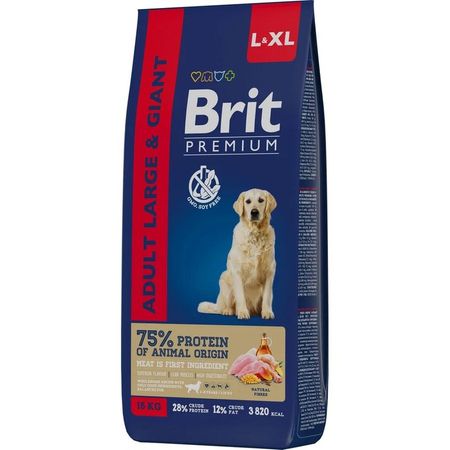 Brit Premium Dog Adult Large and Giant полнорационный сухой корм для собак крупных и гигантских пород с курицей - 15 кг 5484₽