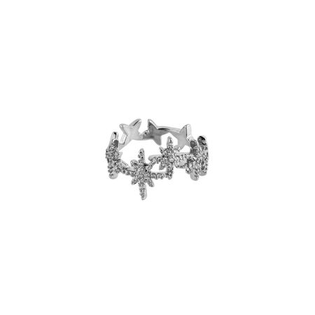 Herald Percy Серебристое кольцо из звезд с кристаллами