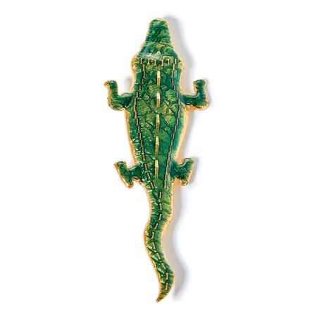 Natia x Lako Зеленая брошь-крокодил