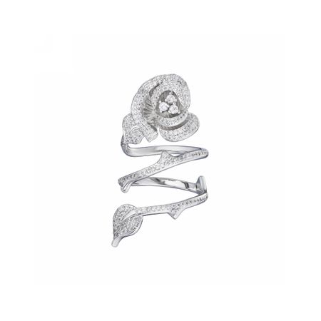 Caviar Jewellery Серебристое кольцо-роза SECRET GARDEN
