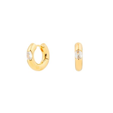 Herald Percy Золотистые дутые серьги-кольца с овальными кристаллами