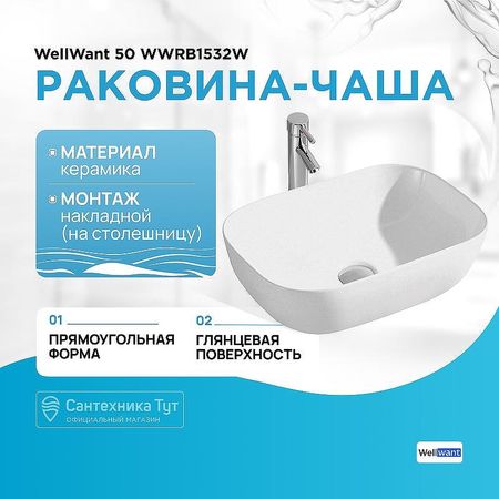 Раковина-чаша WellWant 50 WWRB1532W Белая