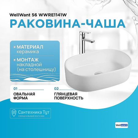 Раковина-чаша WellWant 56 WWRE1141W Белая