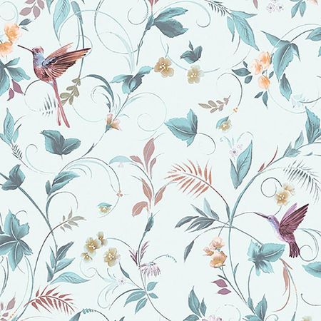 Обои Andrea Rossi Stromboli 54346-4 Винил на флизелине 10610 ГолубойРазноцветный ЛистьяЦветыПтицы 4800₽