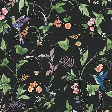 Обои Andrea Rossi Stromboli 54346-5 Винил на флизелине 10610 ЧерныйРазноцветный ЛистьяЦветыПтицы 4800₽