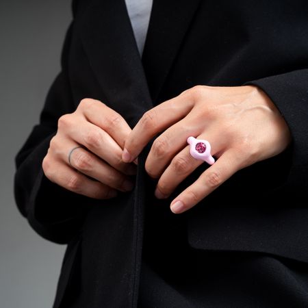 de.formee Розовое кольцо из полимерной глины с розовым стразом
