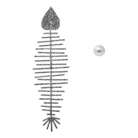 Herald Percy Асимметричные серьги рыбка из кристаллов с жемчужной пуссетой