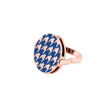 LUTA Jewelry Покрытое розовым золотом двустороннее серебряное кольцо-серьга с узором «гусиная лапка» из флуоресцентной эмали