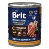 Brit Premium by Nature полнорационный влажный корм для собак, фарш из говядины с печенью, в консервах