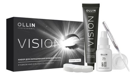 Набор для бровей и ресниц Vision Color Cream For Eyebrows And Eyelashes (крем-краска 20мл + окислитель 20мл): Темный графит