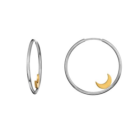 LUSIN Jewelry Серьги-кольца из серебра с золотистым полумесяцем Moon Hoops