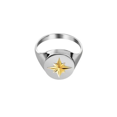 LUSIN Jewelry Биколорная печатка из серебра Star Signet ring