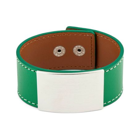 Tannum Зеленый кожаный браслет с крупной серебристой пряжкой