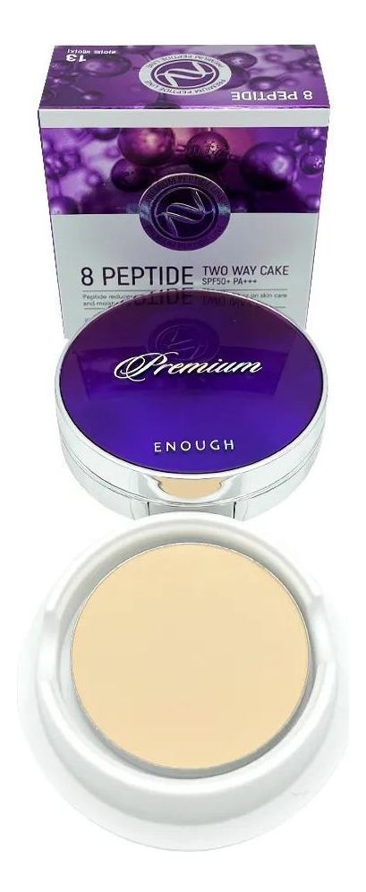 Пудра для лица с пептидным комплексом Premium 8 Peptide Two Way Cake SPF50+ PA+++ 11г: No 13 (сменный блок)