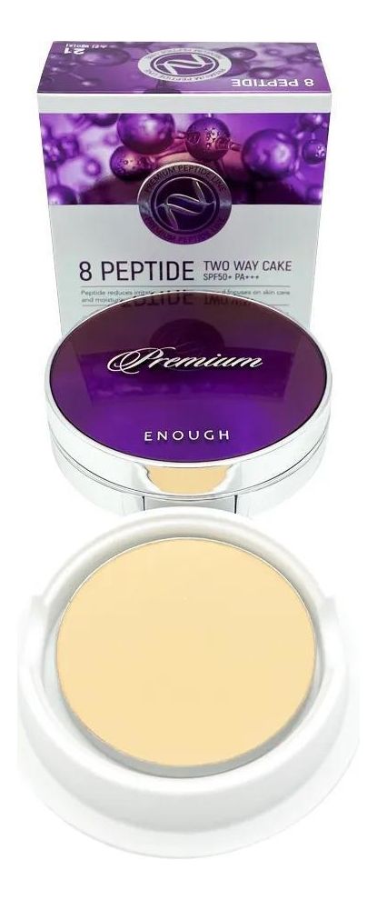 Пудра для лица с пептидным комплексом Premium 8 Peptide Two Way Cake SPF50+ PA+++ 11г: No 21 (сменный блок)