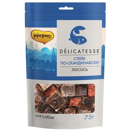 Мнямс лакомство для взрослых собак Стейк по-скандинавски с лососем - 75 г 195₽