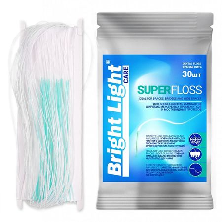 Зубная нить Bright Light superfloss 30 штук 350₽
