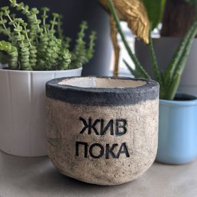 Керамический горшок Жив пока 1500₽