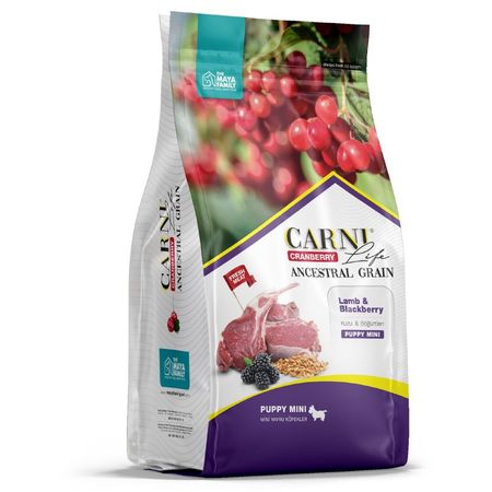 Carni Life Puppy Mini полнорационный сухой корм для щенков, кормящих и беременных собак мелких пород, низкозерновой, с ягненком, ежевикой и клюквой - 2,5 кг