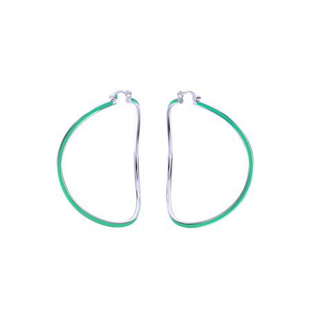 Prosto Jewelry Серьги-кольца свобода из серебра с зеленой эмалью