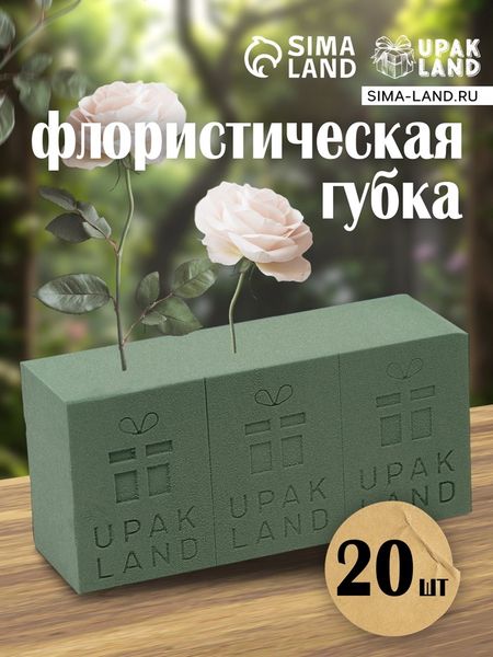 Губка флористическая для живых цветов UPAK LAND d=22.5×10.5×7 см