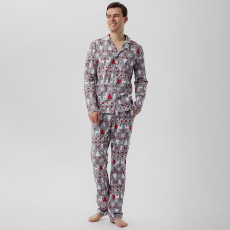 Пижама новогодняя мужская: рубашка, брюки KAFTAN «Скандинавия», размер 50