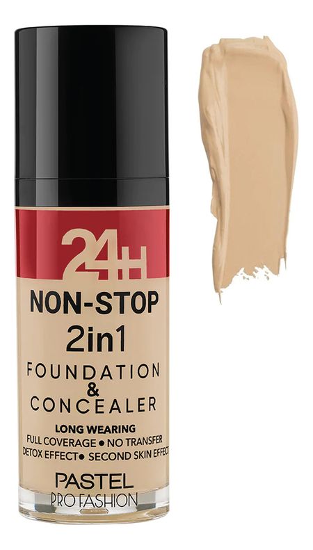 Тональная основа для лица 24H Non-Stop 2in1 Foundation &amp; Concealer 30мл: 604 Vanilla