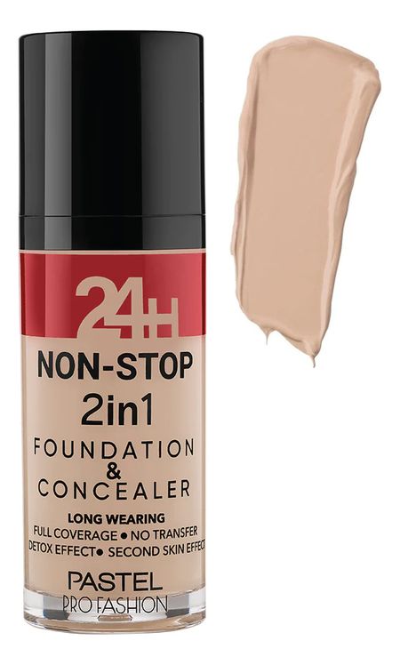 Тональная основа для лица 24H Non-Stop 2in1 Foundation &amp; Concealer 30мл: 605 Sand