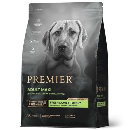 Premier Dog Lamb amp Turkey Adult Maxi сухой корм для собак крупных пород свежее мясо ягненка с индейкой - 10 кг 6270₽