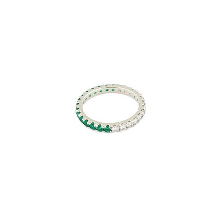 Herald Percy Серебристое тонкое кольцо с белыми и зелеными кристаллами