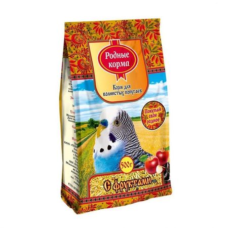 Родные корма сухой корм для волнистых попугаев с фруктами - 900 г 139₽