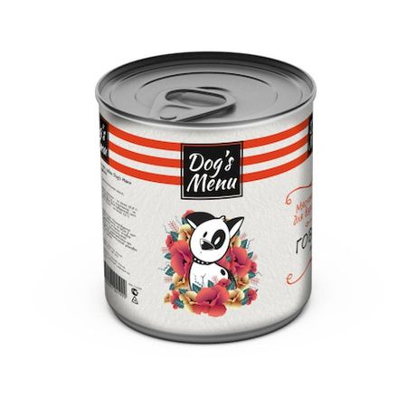Dogs Menu влажный корм для взрослых собак всех пород с говядиной пудинг в консервах - 750 г 174₽