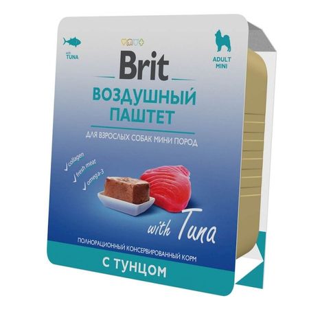 Brit Premium полнорационный влажный корм для собак мелких пород воздушный паштет с тунцом ламистерах - 100 г 1147₽