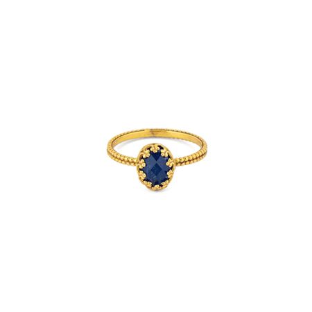 Gem Kingdom Золотистое тонкое кольцо Lizzy с синим агатом