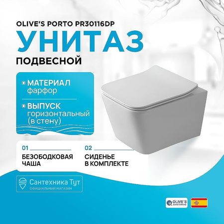 Унитаз Olives Porto PR30116DP подвесной с сиденьем Микролифт 15642₽
