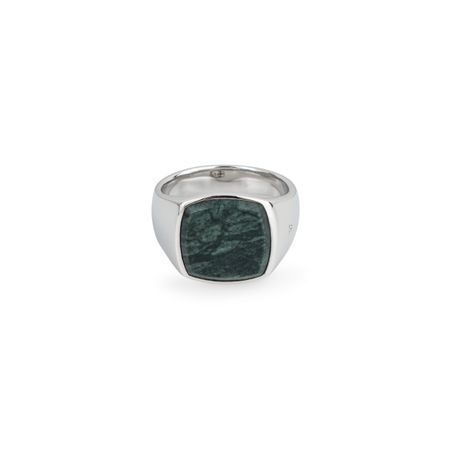 Tom Wood Серебряное кольцо Cushion Green Marble