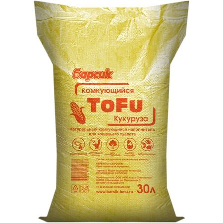 Барсик наполнитель ToFu комкующийся для взрослых кошек кукурузный 2948₽