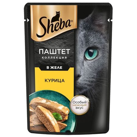 Sheba влажный корм для кошек нежный паштет с курицей в желе в паучах - 75 г х 28 шт 988₽