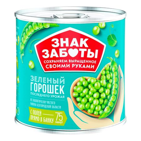 Горошек Знак заботы зеленый консервированный, 400 г