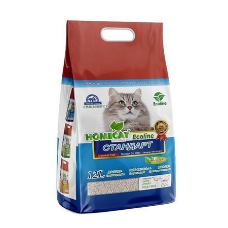 HOMECAT Ecoline Стандарт комкующийся наполнитель для кошачьих туалетов без запаха - 12 л 1747₽